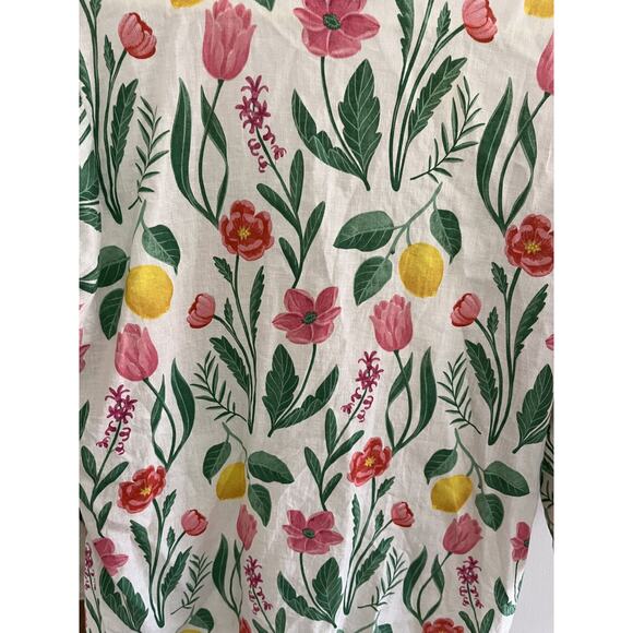 Rachel Zoe Women 2X Linen Blend Blouse Top Floral Cottage Core Coastal Grandma - Picture 5 of 5